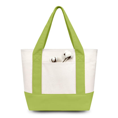 TOPDesign 1-Pack Canvas Tote Bag with an External Pocket, Reusable Grocery Shopping Bag, Top Zipper Closure, Daily Essentials (Brown/Natural)