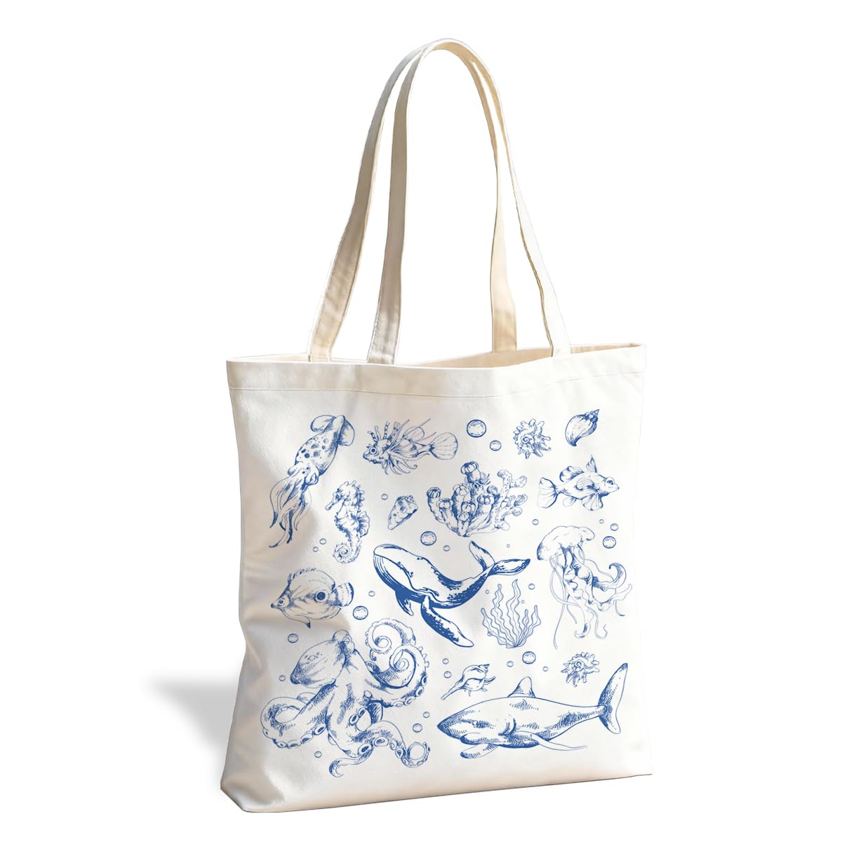 Animal Canvas Tote Bag, Cute Reusable Shoulder Bag for Shopping Travel