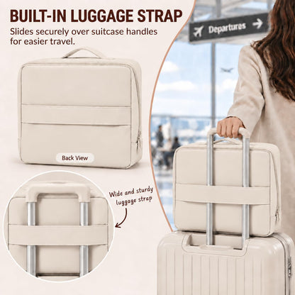 Travel Makeup Bag with Magnetic Fold-Down Flap
