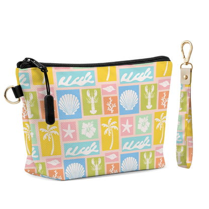 Fokongna Makeup Bag with Matching Keychain Wristlet, Floral Cosmetic Bag