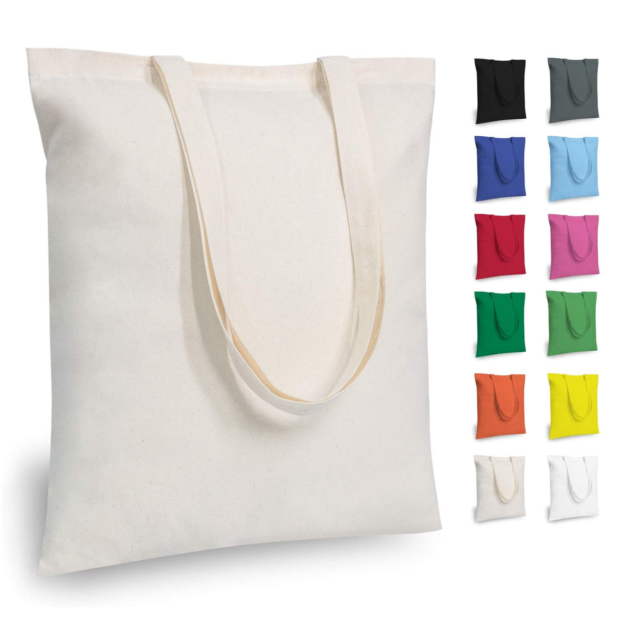 TOPDesign 10-Pack Economical 11.8"x13" Cotton Tote Bags, Lightweight Small Reusable Grocery Shopping Cloth Bags, Suitable for DIY, Advertising, Promotion, Gift, Activity