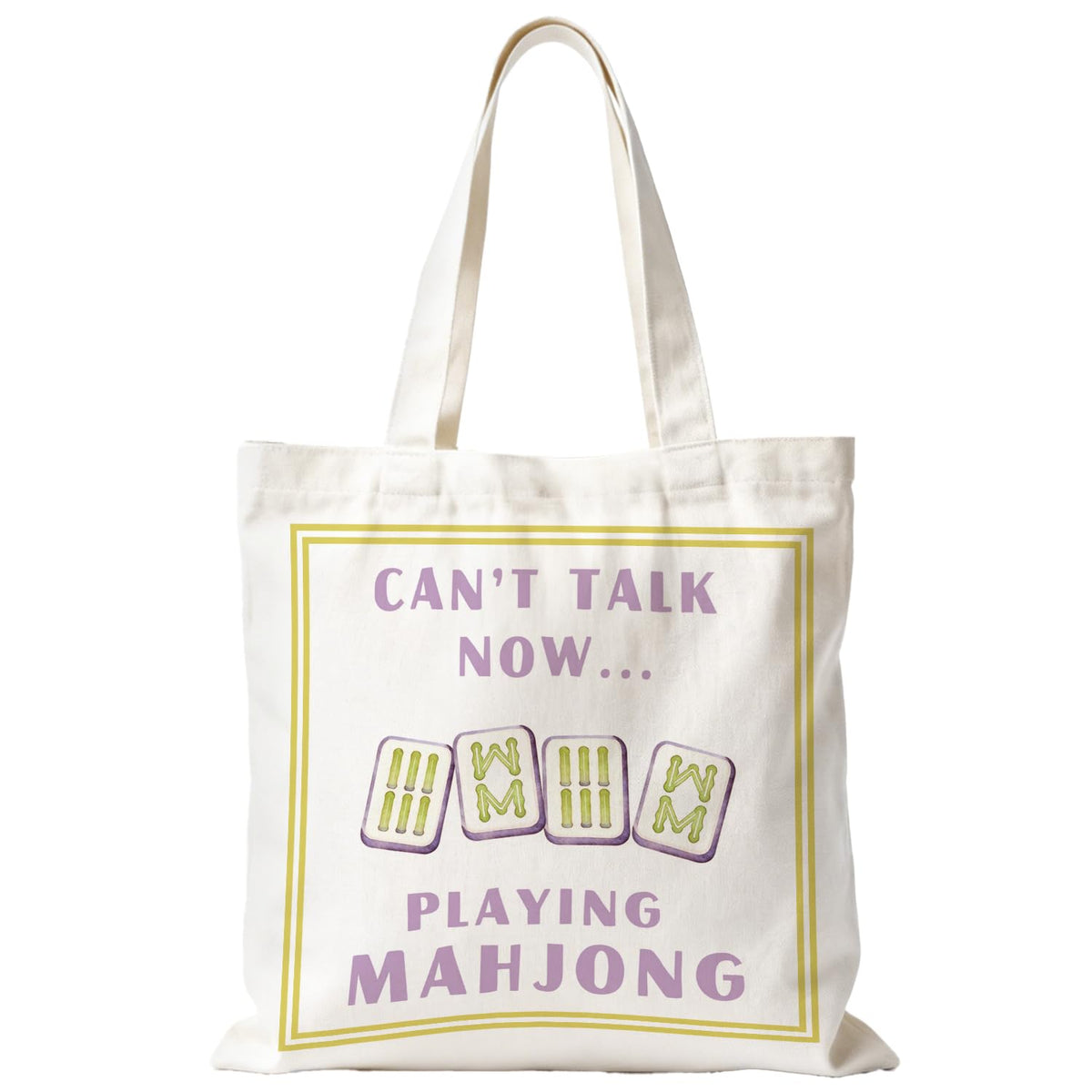 Mahjong Tote Bag for Women, Canvas Gifts and Accessories for Players, Reusable Grocery Beach Everyday Carry Bag