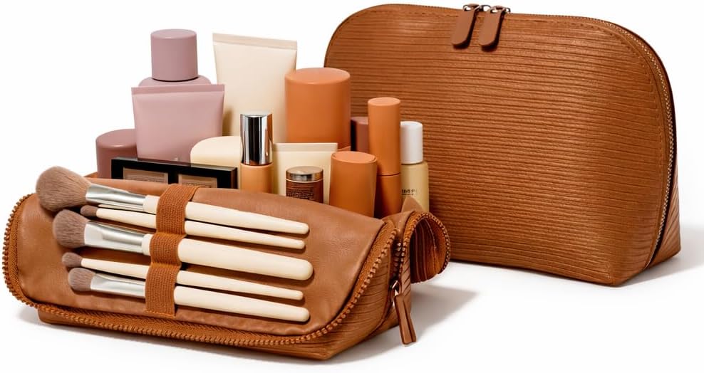 APT 1101 Standing Foldable Makeup Bag for Travel, Vertical Folding Down Design, Organized Cosmetic & Skincare Bag