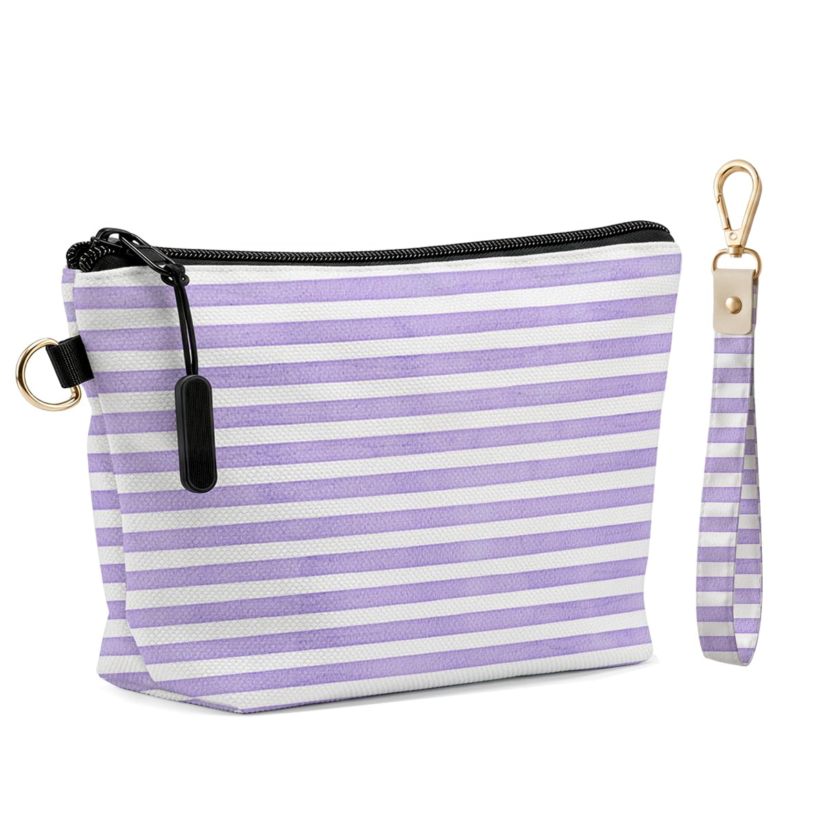 Fokongna Makeup Bag with Matching Keychain Wristlet, Floral Cosmetic Bag