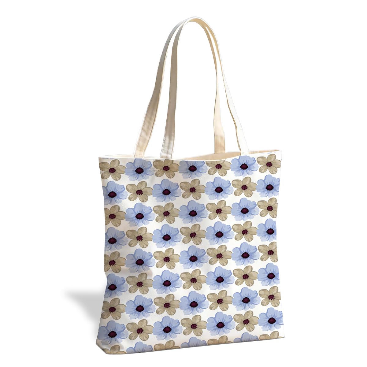 Floral Tote Bag, Soft Aesthetic Canvas Carryall for Daily Shopping Commute