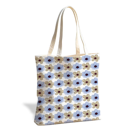 Floral Tote Bag, Soft Aesthetic Canvas Carryall for Daily Shopping Commute