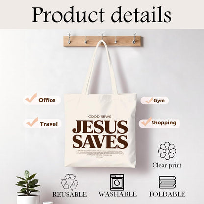 Christian Canvas Tote Bag for Women, Inspirational Faith Shoulder Bag