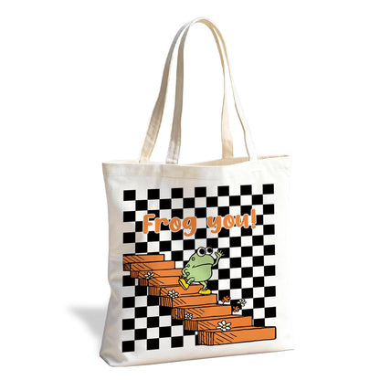 Cute Reusable Tote Bag, Adorable Funny Design for Daily Carry and Shopping, for School Work Travel Beach