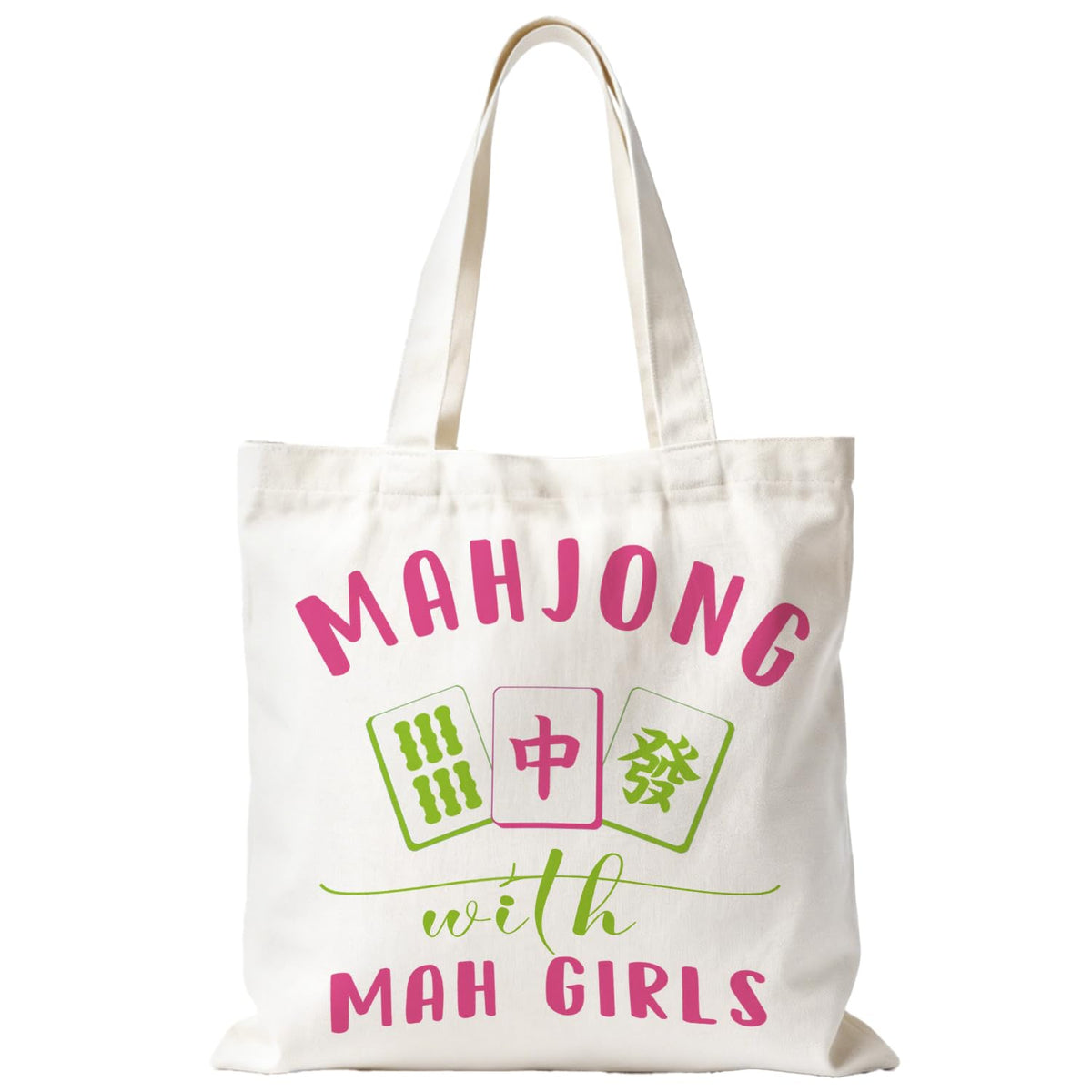 Mahjong Tote Bag for Women, Canvas Gifts and Accessories for Players, Reusable Grocery Beach Everyday Carry Bag
