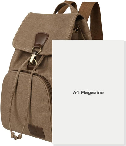 Small Canvas Backpack Purse for Women Casual Travel Daypack Coffee