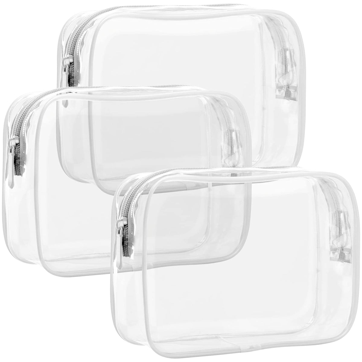 F-color TSA Approved Toiletry Bag - Clear Makeup Bag, 5 Pack, 5 Colors