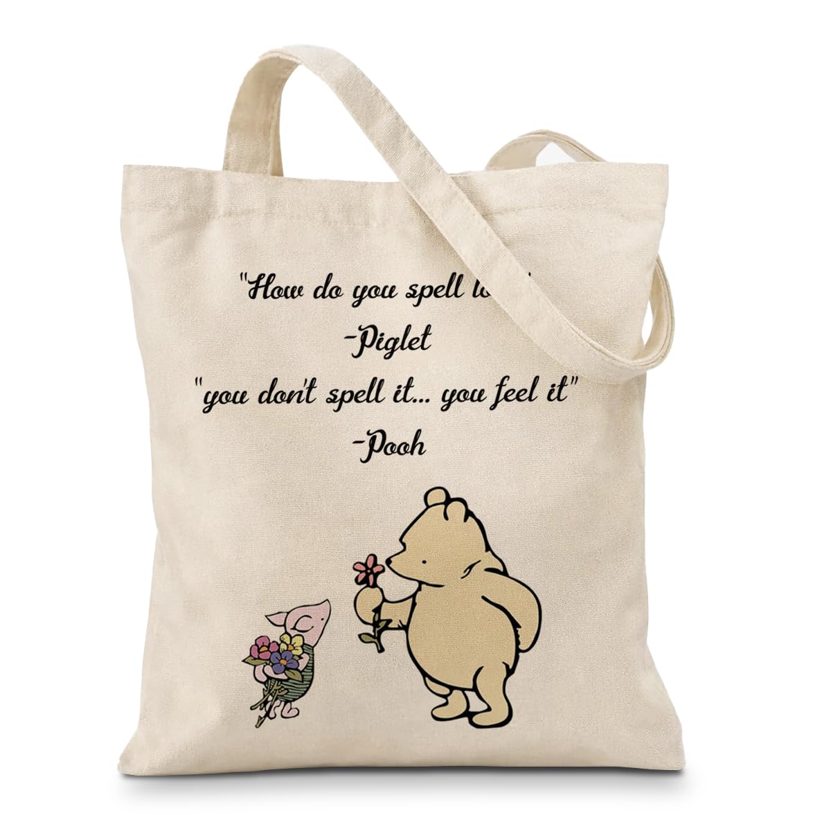 Cute Bear Canvas Tote Bag for Women, Friendship Shoulder Bag
