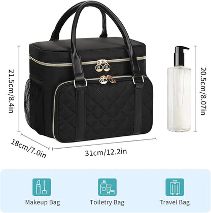 Bagmoly Travel Toiletry Bag for Women Girls, Large Makeup Bag, Black