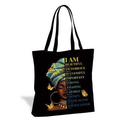 Literary Reusable Tote Bag, Creative Text Design for Book Lovers and Readers, for Work School Travel Shopping