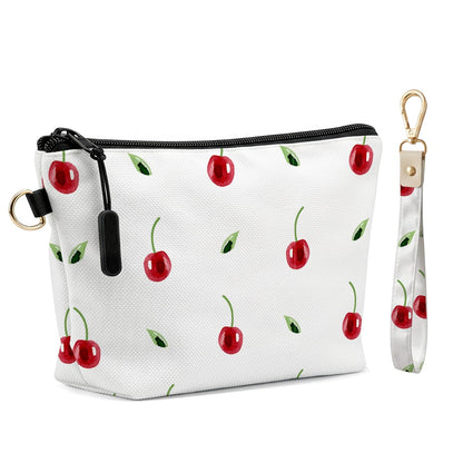 Fokongna Makeup Bag with Matching Keychain Wristlet, Floral Cosmetic Bag