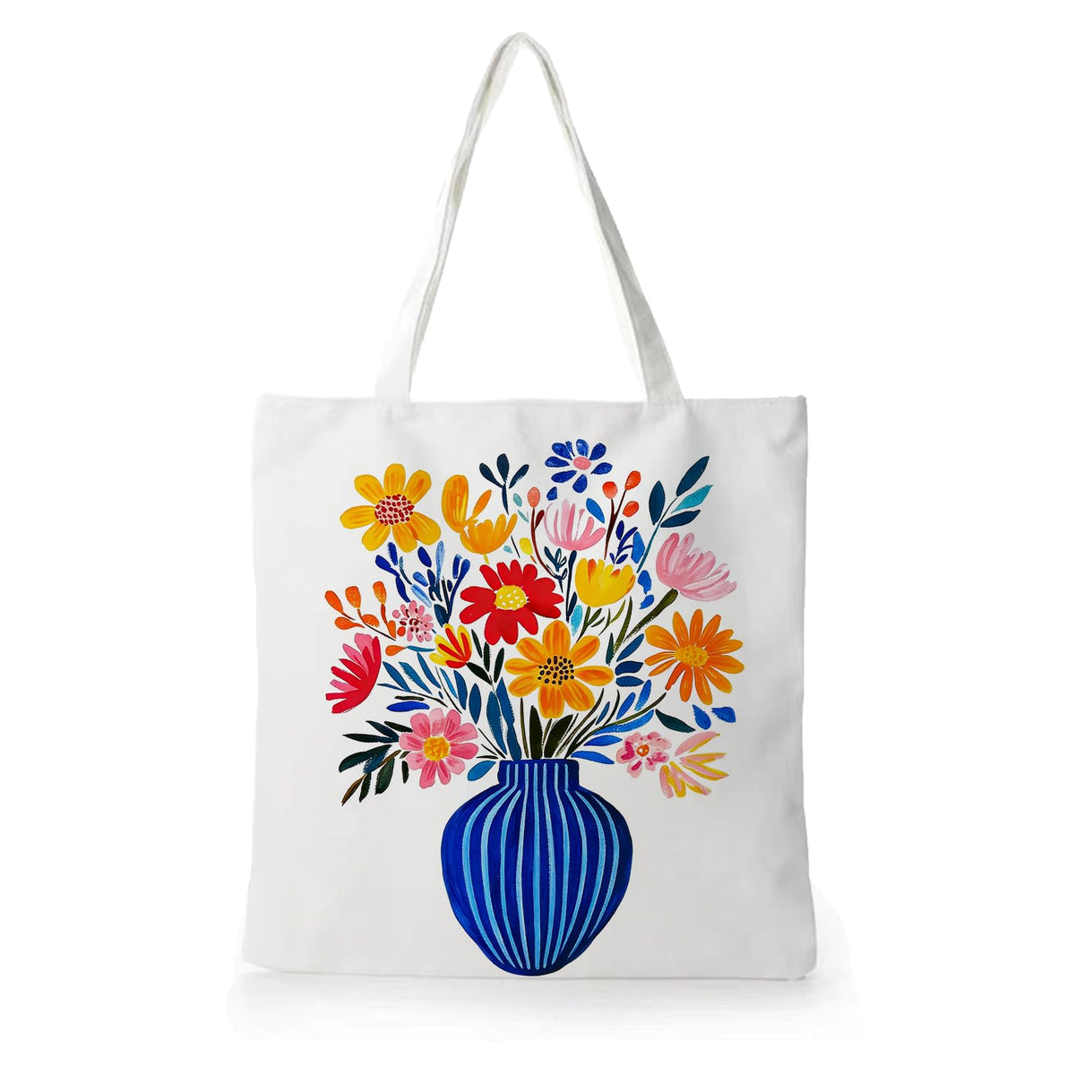 Vintage Floral Canvas Tote Bag