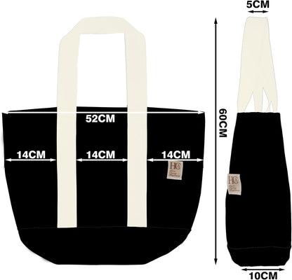 Large Reusable Grocery Bags with Pockets, Heavy Duty Canvas Tote.