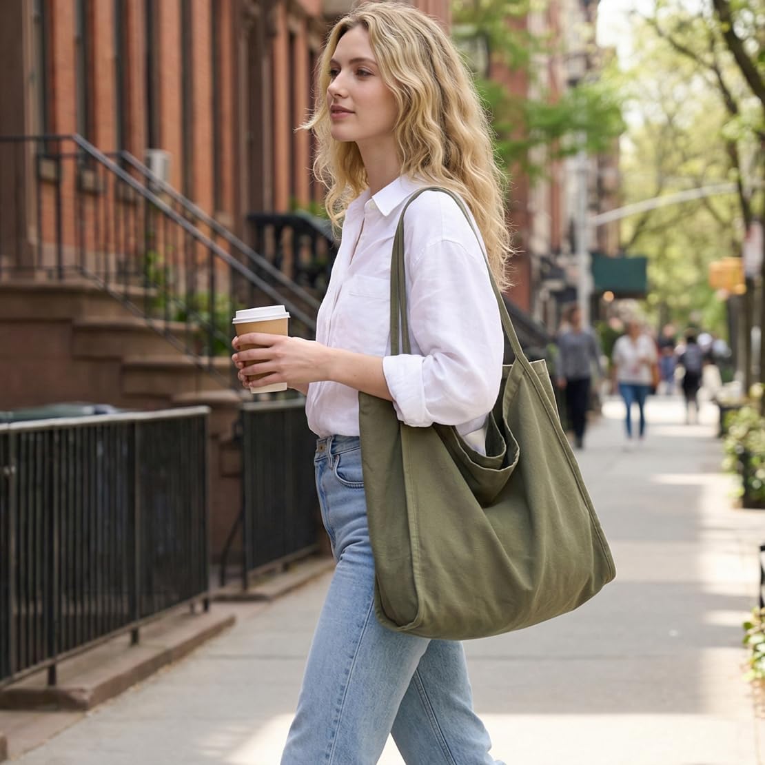 ALUDAPIJU Casual Canvas Tote Bag for Women Large Slouchy Hobo Shoulder Bag for Work Travel Tote Purse Handbags Message Bags