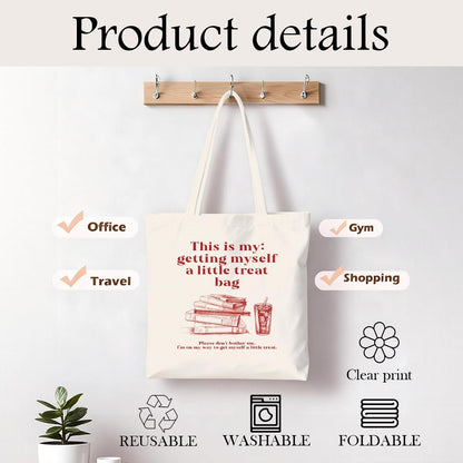 Funny Graphic Tote Bag, Reusable Canvas Shoulder Bag for Shopping Work
