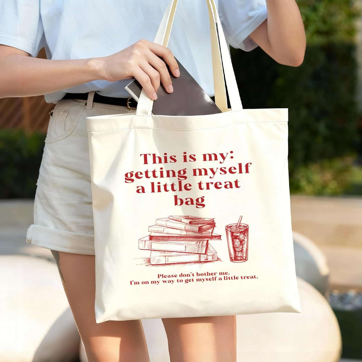 Funny Graphic Tote Bag, Reusable Canvas Shoulder Bag for Shopping Work