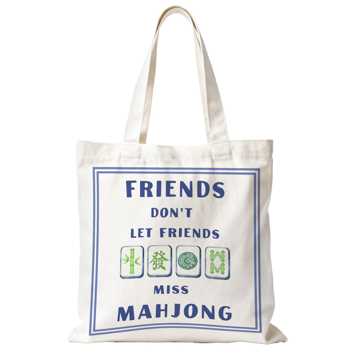 Mahjong Tote Bag for Women, Canvas Gifts and Accessories for Players, Reusable Grocery Beach Everyday Carry Bag