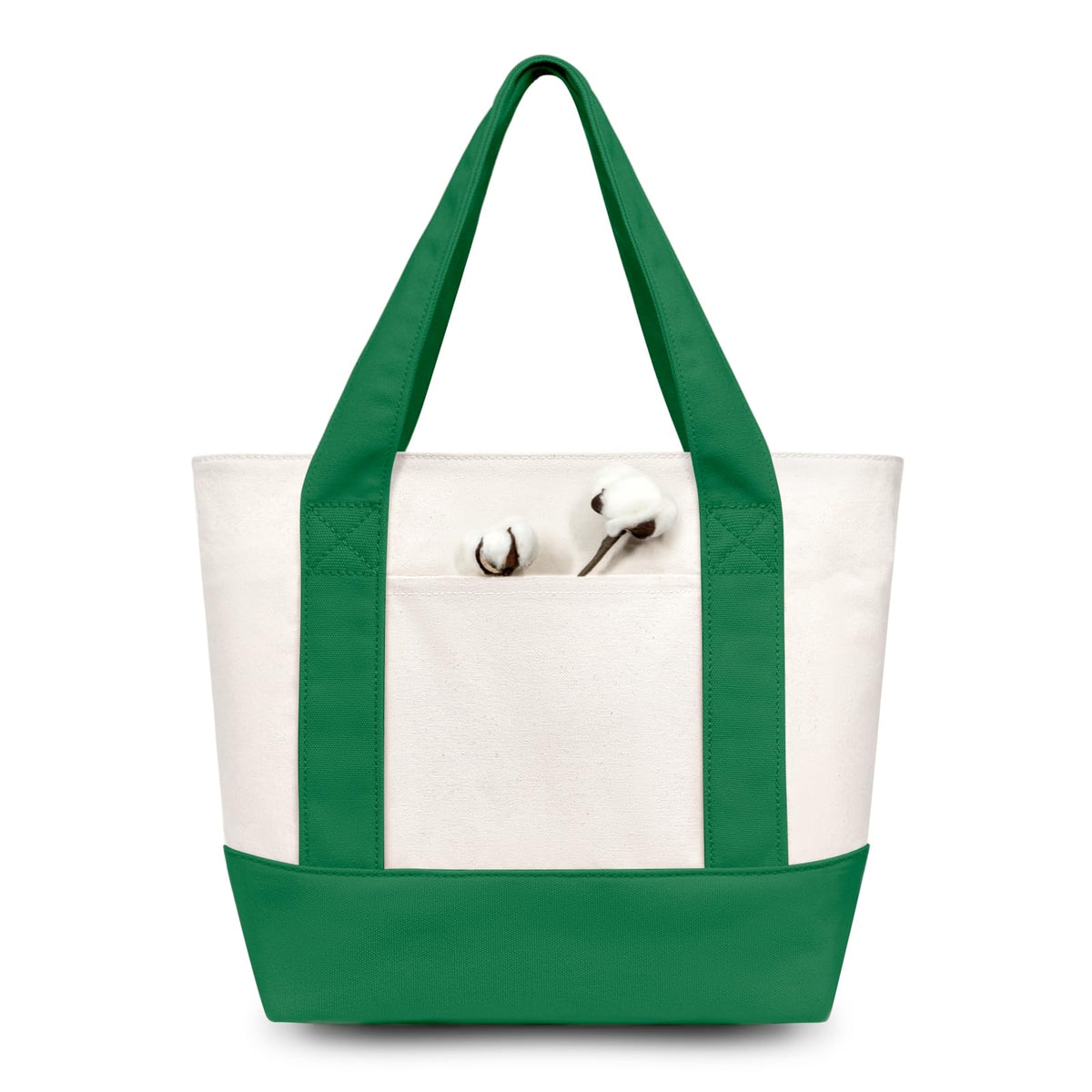 TOPDesign 1 | 3 | 6 | 30 Pack Canvas Tote Bag with an External Pocket, Reusable Grocery Shopping Bag, Top Zipper Closure, Daily Essentials (Black/Natural Pack of 1)
