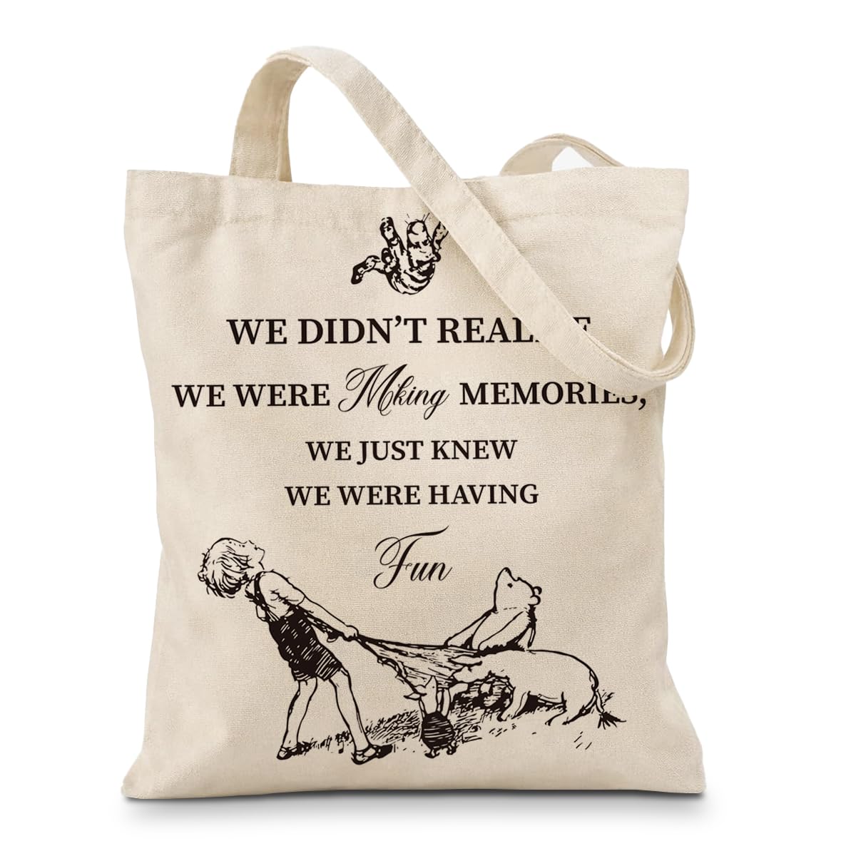 Cute Bear Canvas Tote Bag for Women, Friendship Shoulder Bag
