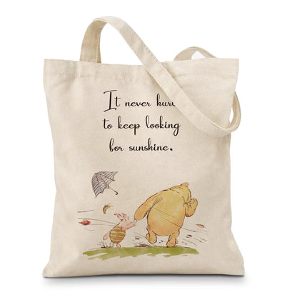 Cute Bear Canvas Tote Bag for Women, Friendship Shoulder Bag