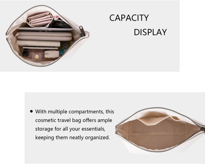 Toiletry Bag Multiple Compartments Cosmetic Travel Bag with Zipper Makeup Bag Toiletry Bag for Women Cosmetic Pouch (Beige)