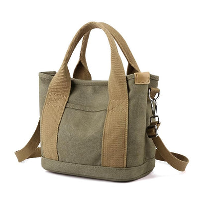 Small Tote Bag with Zipper, Canvas Multi-Pocket Crossbody Bag Shoulder Bag Satchel Hobo Bag
