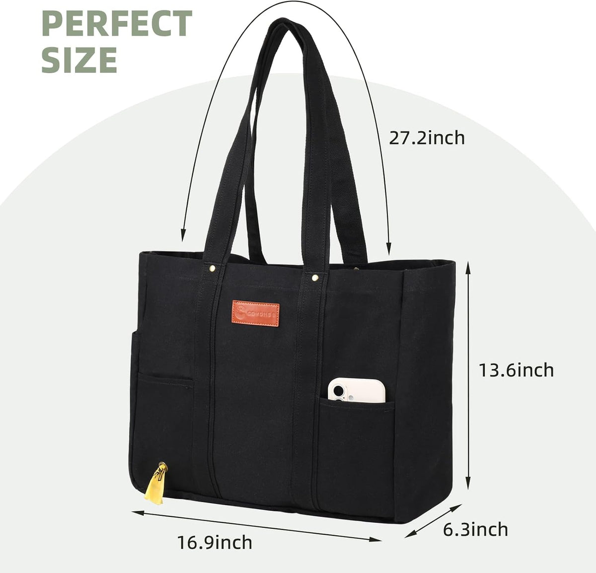 Large Canvas Tote Bag for Women,Casual Spacious Shoulder Bag