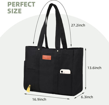 Large Canvas Tote Bag for Women,Casual Spacious Shoulder Bag