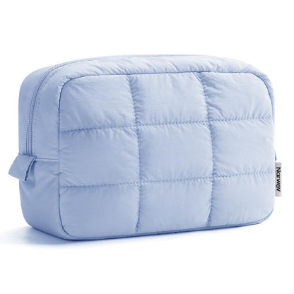 Narwey Puffy Makeup Bag Travel Toiletry Bag, Quilted Cosmetic Bag for Women