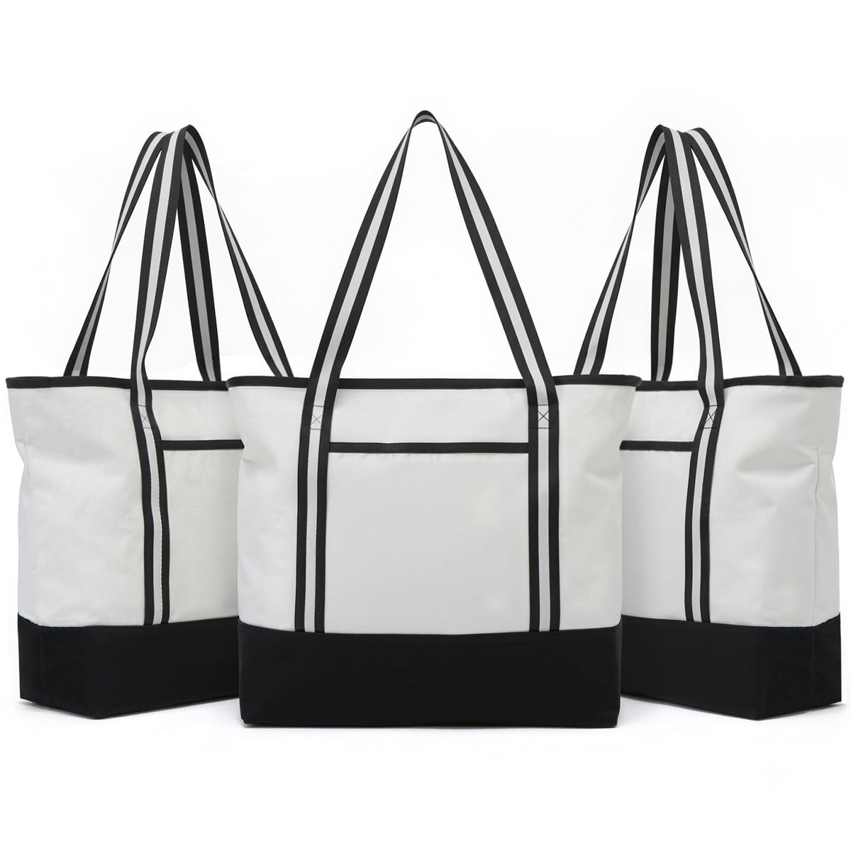 Carbrea 15 Inch Large Canvas Tote Bag with Bottom Support, White, 1 Pack