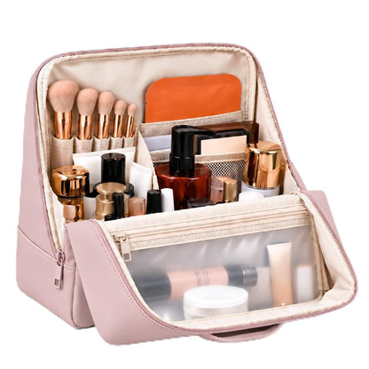 Travel Makeup Bag with Magnetic Fold-Down Flap