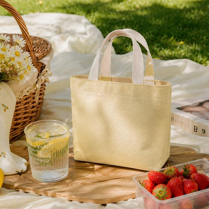 Small Solid Color Canvas Tote Bag for Women