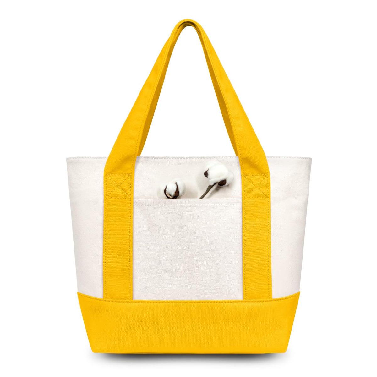 TOPDesign 1 | 3 | 6 | 30 Pack Canvas Tote Bag with an External Pocket, Reusable Grocery Shopping Bag, Top Zipper Closure, Daily Essentials (Black/Natural Pack of 1)