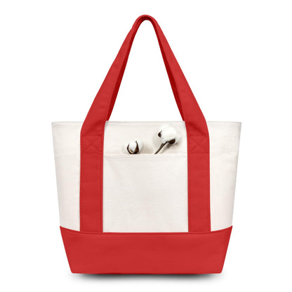 TOPDesign 1 | 3 | 6 | 30 Pack Canvas Tote Bag with an External Pocket, Reusable Grocery Shopping Bag, Top Zipper Closure, Daily Essentials (Black/Natural Pack of 1)