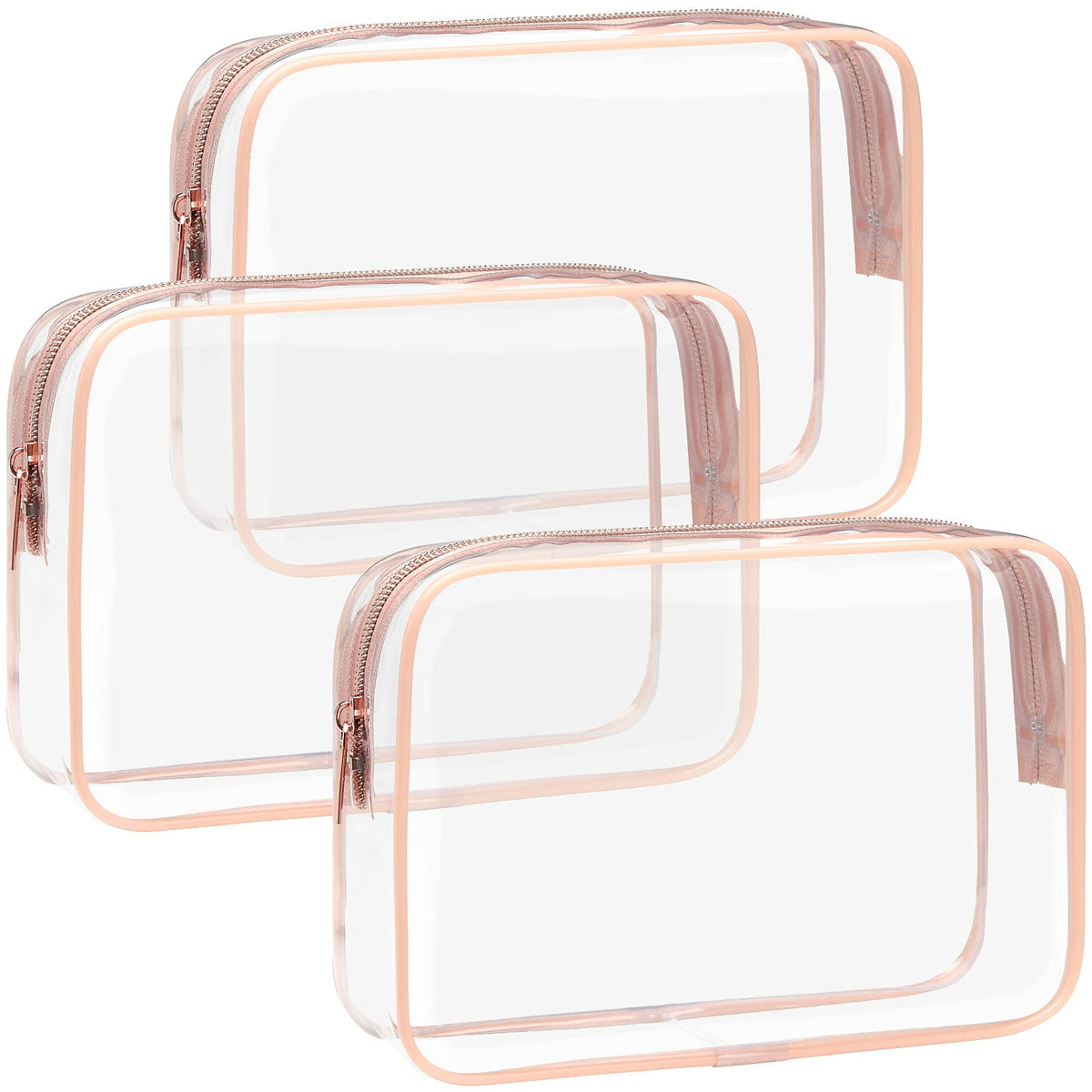 F-color TSA Approved Toiletry Bag - Clear Makeup Bag, 5 Pack, 5 Colors
