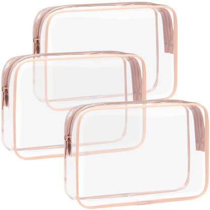 F-color TSA Approved Toiletry Bag - Clear Makeup Bag, 5 Pack, 5 Colors