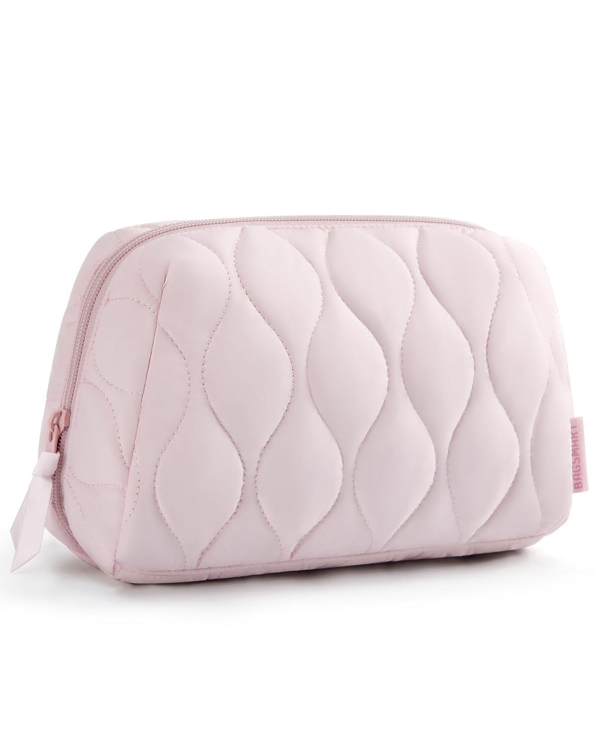 BAGSMART Makeup Bag, Travel Cosmetic Bag, Puffy Padded Make Up Bag for Women, Makeup Organizer Case, Wide-open Pouch Purse, Travel Essentials, Toiletries Accessories Brushes (Purple)