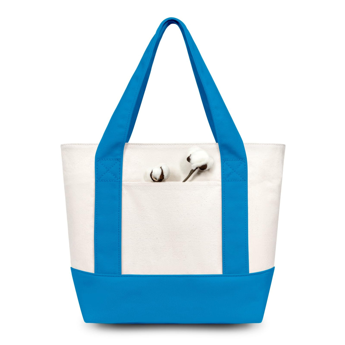 TOPDesign 1 | 3 | 6 | 30 Pack Canvas Tote Bag with an External Pocket, Reusable Grocery Shopping Bag, Top Zipper Closure, Daily Essentials (Black/Natural Pack of 1)