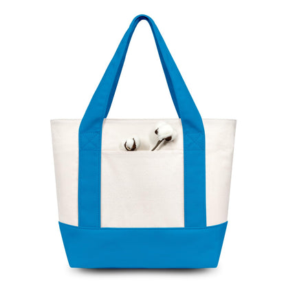 TOPDesign 1 | 3 | 6 | 30 Pack Canvas Tote Bag with an External Pocket, Reusable Grocery Shopping Bag, Top Zipper Closure, Daily Essentials (Black/Natural Pack of 1)
