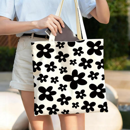 Floral Tote Bag, Soft Aesthetic Canvas Carryall for Daily Shopping Commute