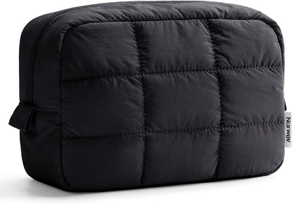 Narwey Puffy Makeup Bag Travel Toiletry Bag, Quilted Cosmetic Bag for Women