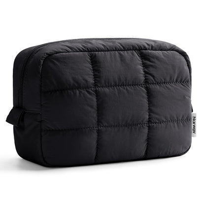 Narwey Puffy Makeup Bag Travel Toiletry Bag, Quilted Cosmetic Bag for Women