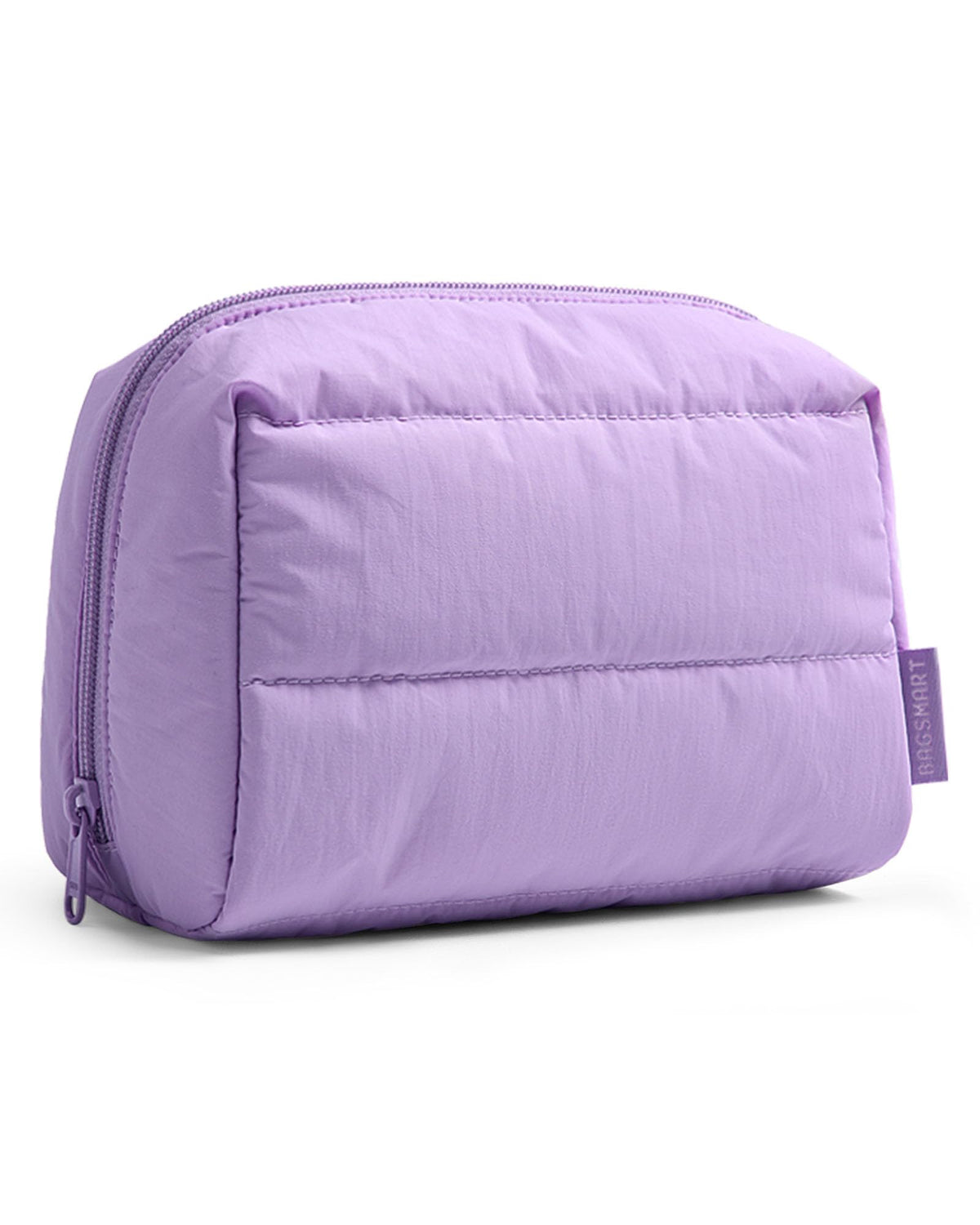 BAGSMART Small Makeup Bag, Puffy Wide-open Zipper Cosmetic Pouch, Pink