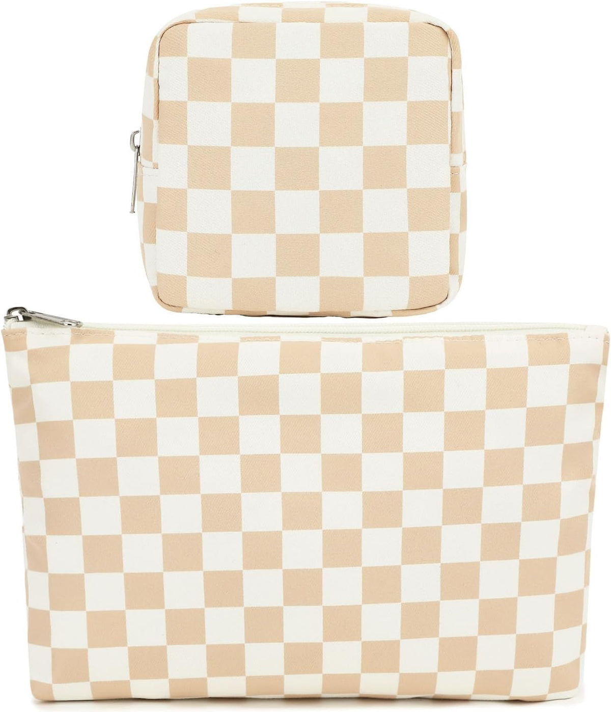 Fammart Checkered Makeup Bag, Corduroy Travel Cosmetic Bag Organizer Toiletry Bag Make Up Bags with Zipper & Compartments for Women Girls