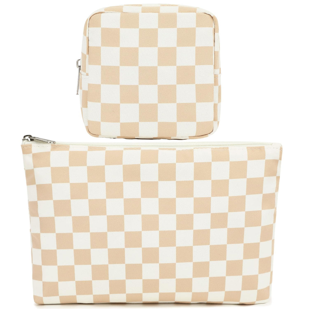 Fammart Checkered Makeup Bag, Corduroy Travel Cosmetic Bag Organizer Toiletry Bag Make Up Bags with Zipper & Compartments for Women Girls