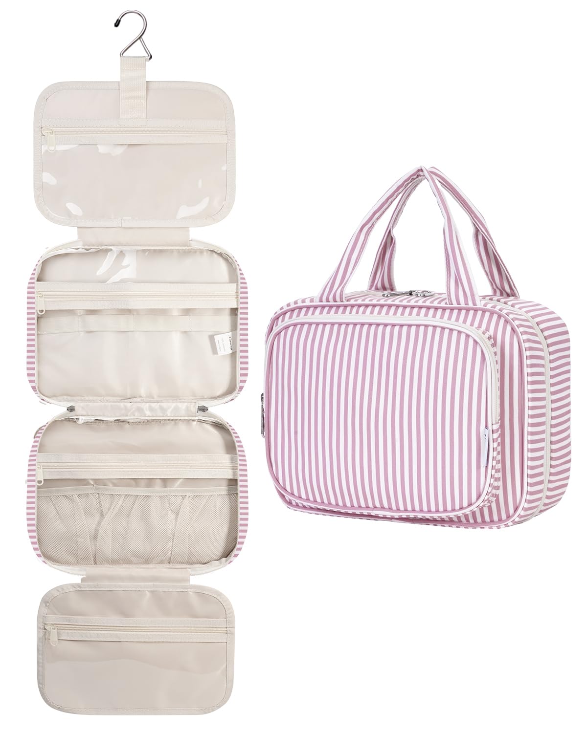 Narwey Hanging Toiletry Bag for Women, Travel Makeup Cosmetic Organizer Bag